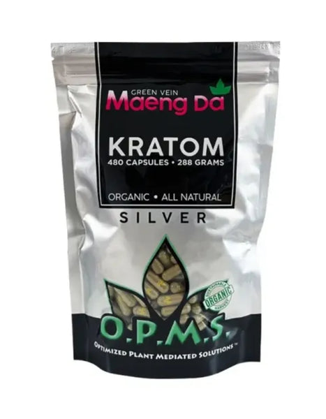 O.P.M.S. Silver Kratom Capsules - Green Vein Maeng Da