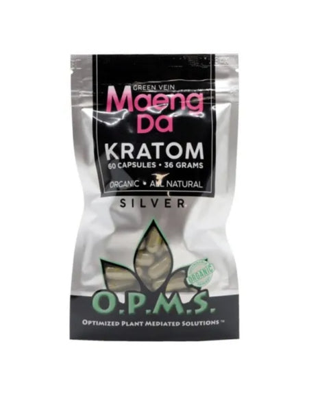 O.P.M.S. Silver Kratom Capsules - Green Vein Maeng Da