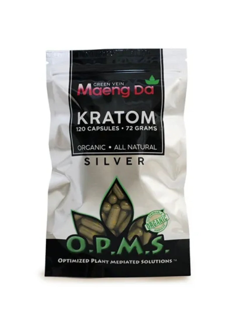 O.P.M.S. Silver Kratom Capsules - Green Vein Maeng Da
