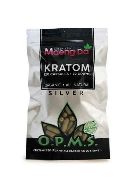 O.P.M.S. Silver Kratom Capsules - Green Vein Maeng Da