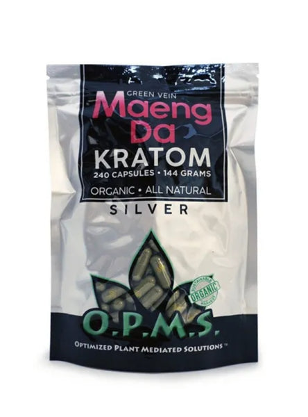 O.P.M.S. Silver Kratom Capsules - Green Vein Maeng Da