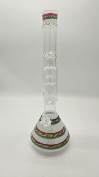 HVY GLASS BEAKER INSIDE OUT 38mm CH45 w/ 8 Tree Perc & WAVE ART