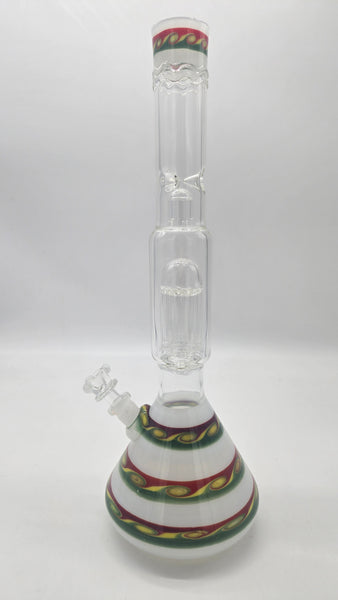 HVY GLASS BEAKER INSIDE OUT 38mm CH45 w/ 8 Tree Perc & WAVE ART