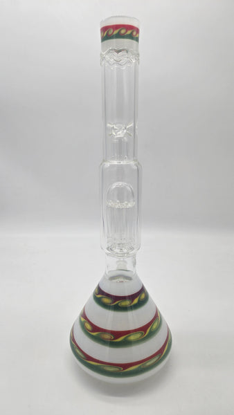 HVY GLASS BEAKER INSIDE OUT 38mm CH45 w/ 8 Tree Perc & WAVE ART