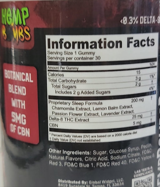 Hemp Bombs Delta-8 THC Sleep Gummies 30ct 750mg